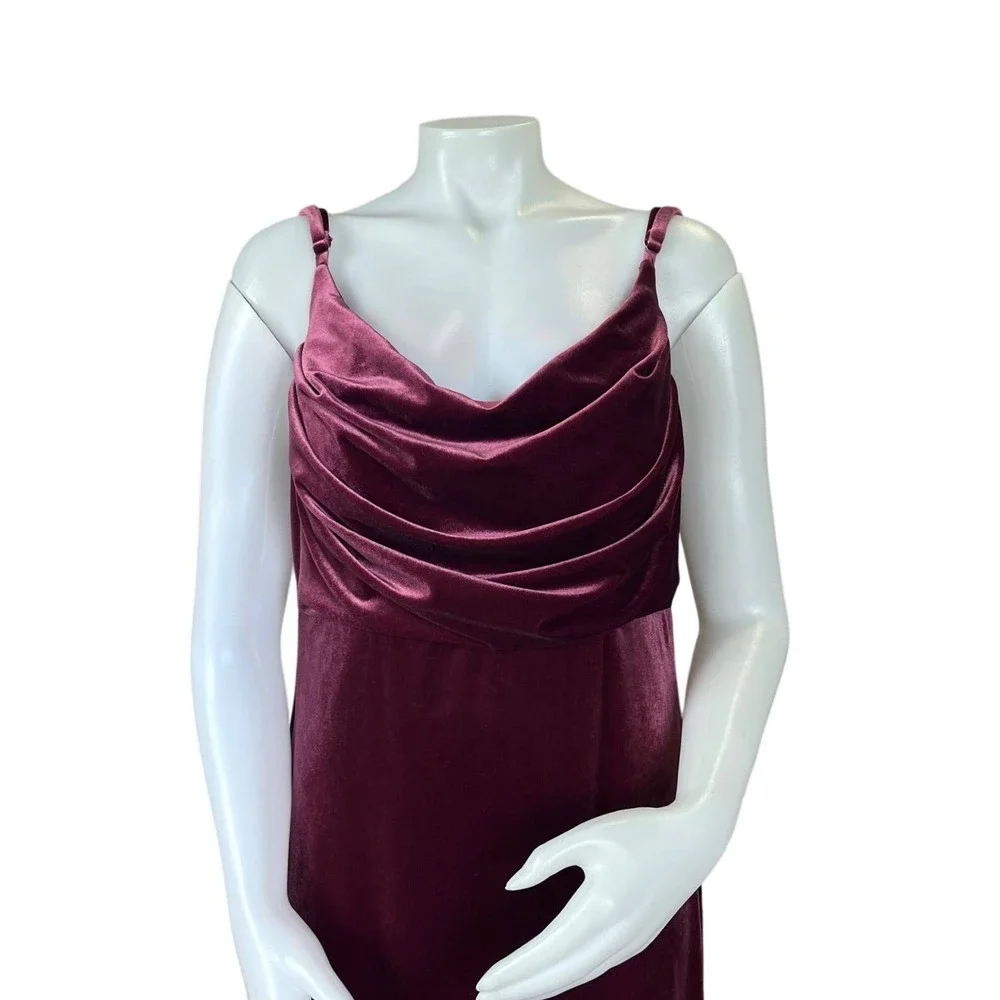 Revelry Nadia Velvet Maxi Dress Cabernet Burgundy Size 16 Formal Bridesmaid - Picture 3 of 10